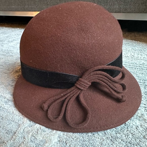 SOPRATTUTTO CAPPELLI  ITALIAN ACCESSORIES PURE WOOL FELT HAT BROWN BLACK RIBBON - Picture 4 of 7
